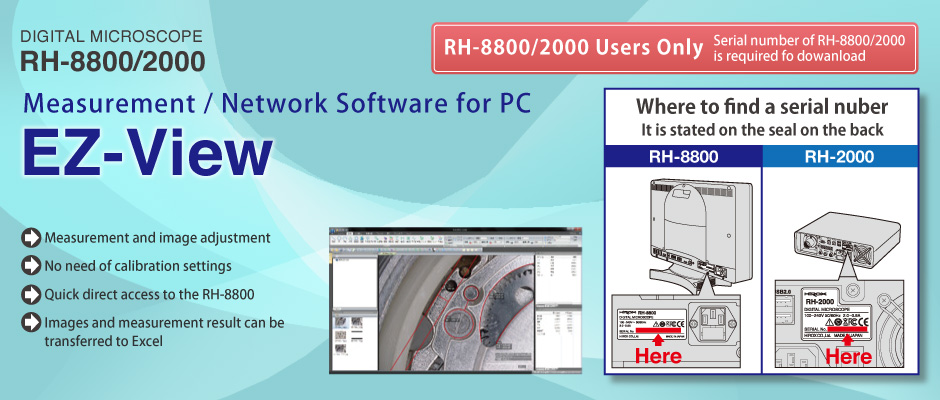 Measurement/Network Software for PC: EZ-View (RH-8800/2000 Version)